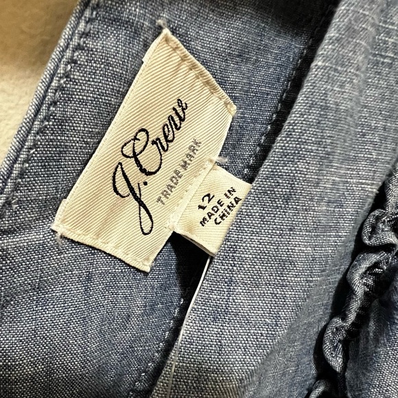 J. Crew Chambray ruffle-shoulder v neck sleeveless sheath dress blue 12 … - Picture 8 of 9